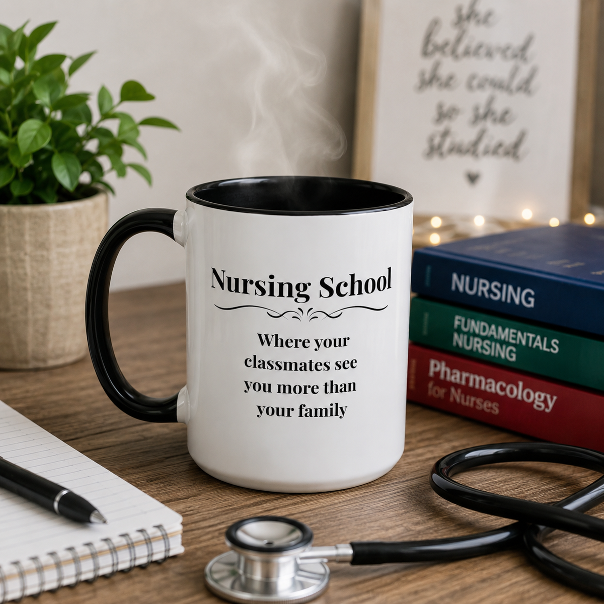 Funny Nursing Student Mug, Nursing School Gift for Future Nurse, Student Nurse Coffee Mug, Nursing Graduation Gift - "Nursing School Where Your Classmates See You More"
