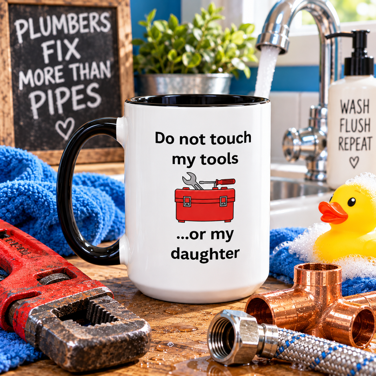 Funny Dad Mug, Dad Gift From Wife, Handyman Carpenter Mechanic Gift – Do Not Touch My Tools Or My Daughter