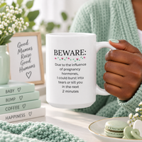 Funny Pregnancy Mug, Expecting Mom Gift, Mom to Be Coffee Cup, Baby Shower Gift, Pregnant Woman Humor – Beware Due To The Influence Of Pregnancy Hormones