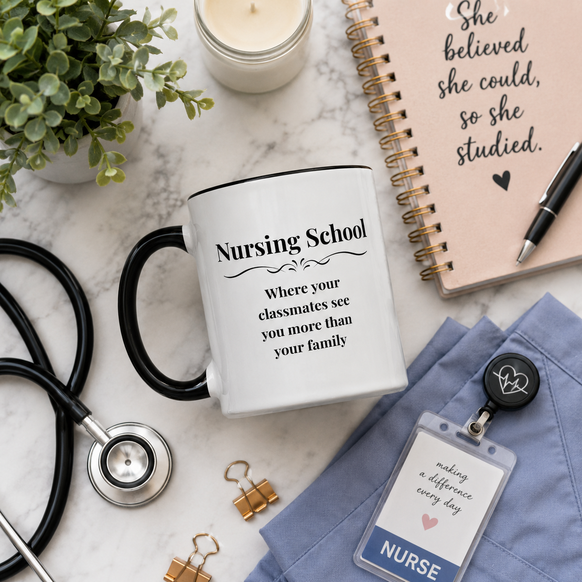 Funny Nursing Student Mug, Nursing School Gift for Future Nurse, Student Nurse Coffee Mug, Nursing Graduation Gift - "Nursing School Where Your Classmates See You More"
