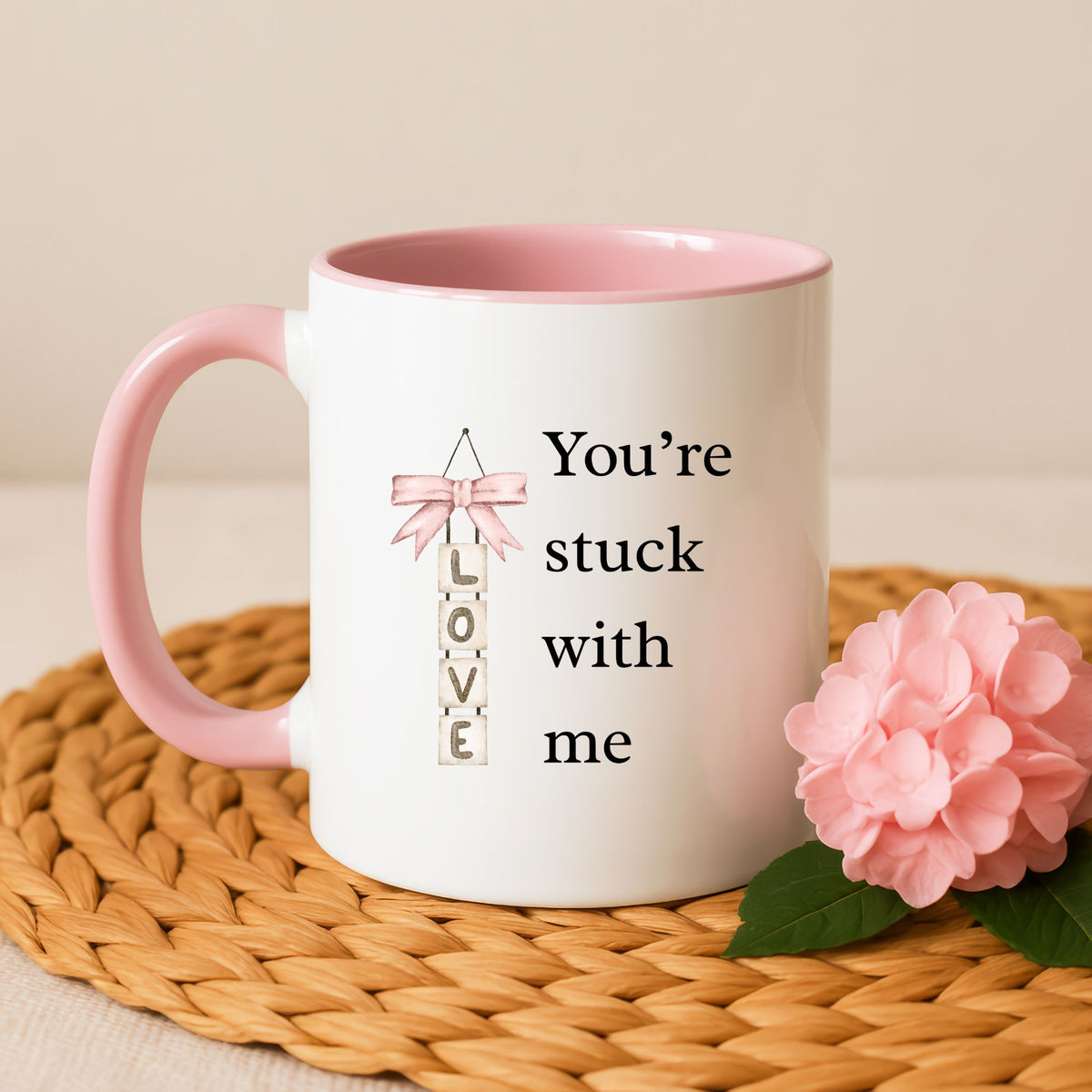Funny Valentine’s Day Gift for Wife, Girlfriend or Fiancee, Romantic Love Mug, Cute Valentine Coffee Cup, You’re Stuck With Me - You're Stuck With Me