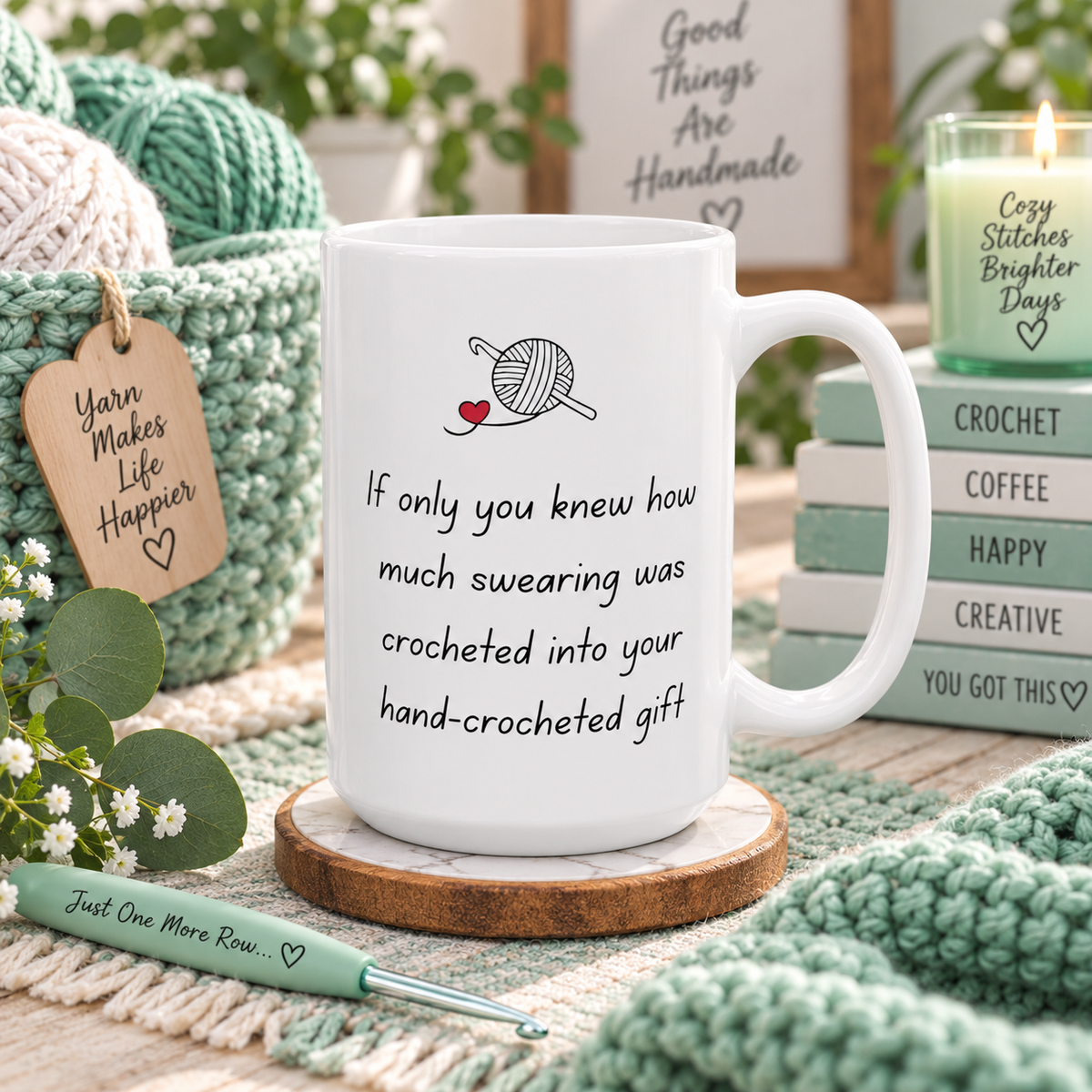 Funny Crochet Mug, Crochet Gifts for Women, Gift for Yarn Lover, Unique Crocheter Gift - If Only You Knew How Much Swearing