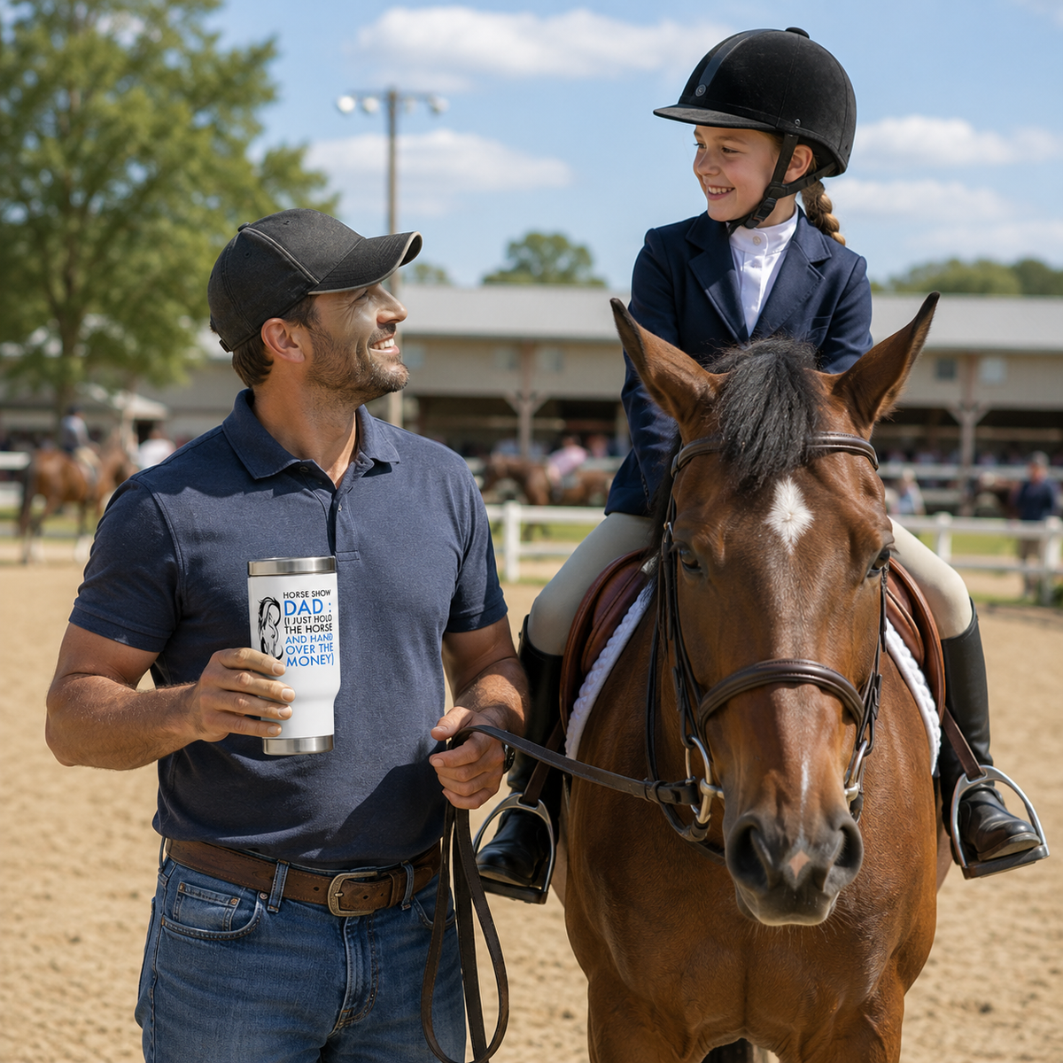 Horse Show Dad Travel Mug, Funny Horse Dad Gift, Equestrian Dad Tumbler, Horse Lover Gift – Horse Show Dad