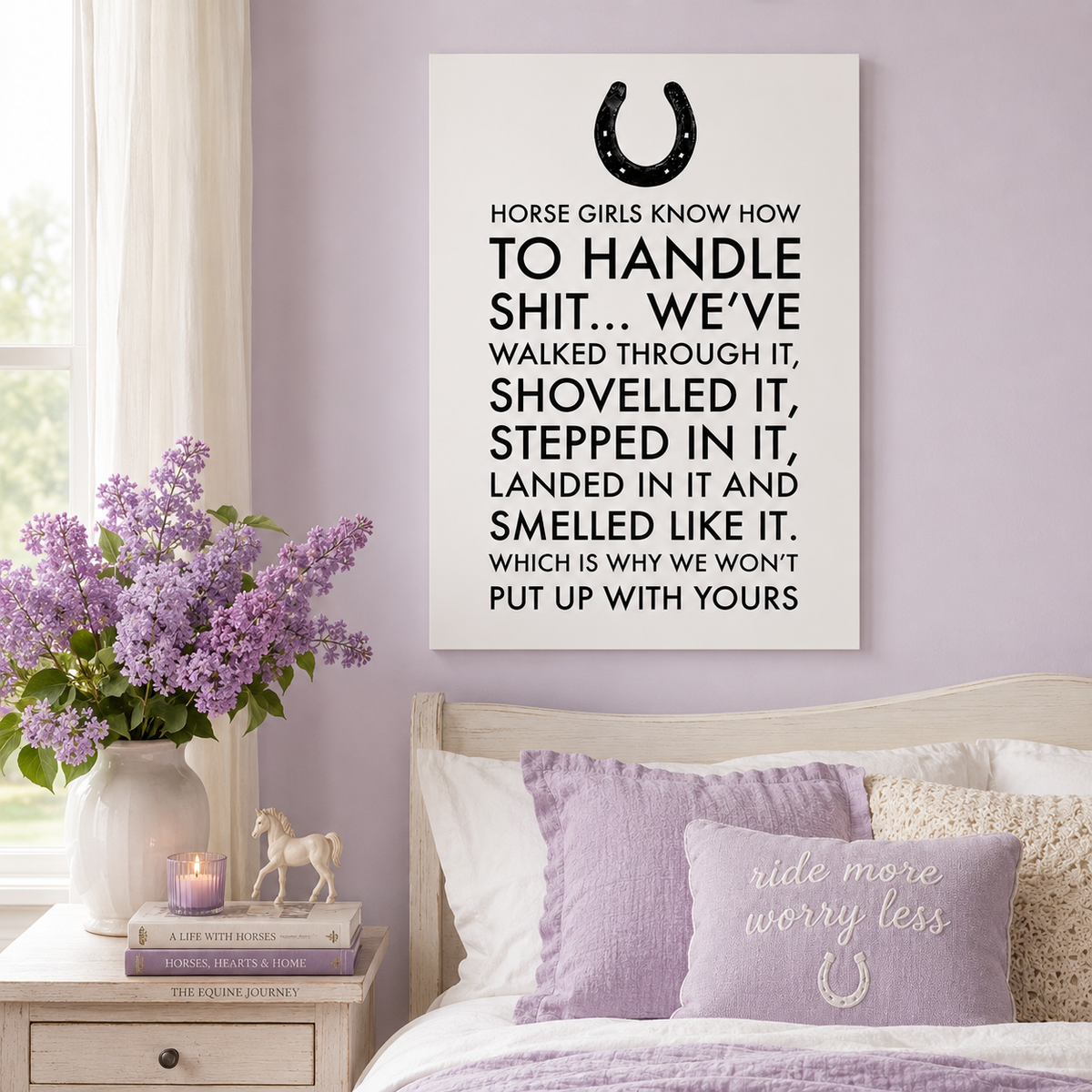 Funny Horse Girl Poster – Equestrian Wall Art Gift For Women – "Horse Girls Know How to Handle Shit" - 12"x18" & 24"x36"
