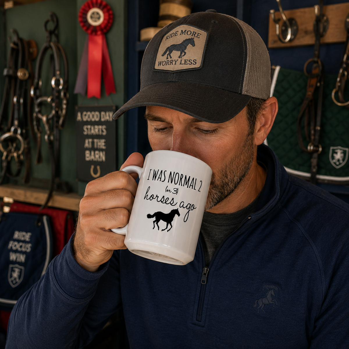 Funny Horse Mug for Horse Lovers – I Was Normal 2 (or 3) Horses Ago – Horse Girl Gift, Equestrian Gift, Cowgirl Coffee Cup, Horse Mom Gift