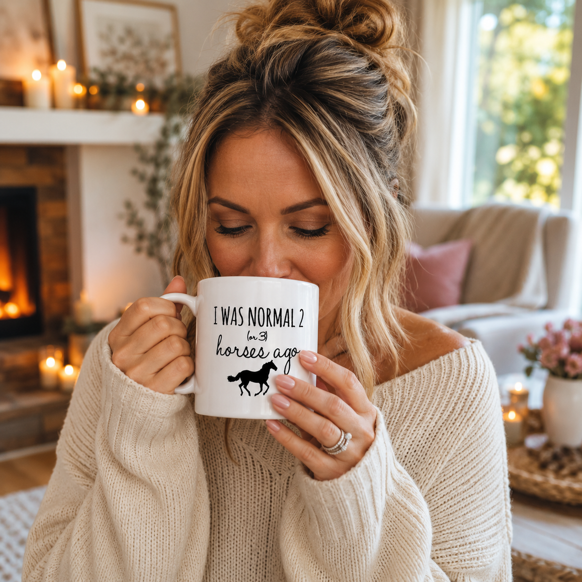 Funny Horse Mug for Horse Lovers – I Was Normal 2 (or 3) Horses Ago – Horse Girl Gift, Equestrian Gift, Cowgirl Coffee Cup, Horse Mom Gift
