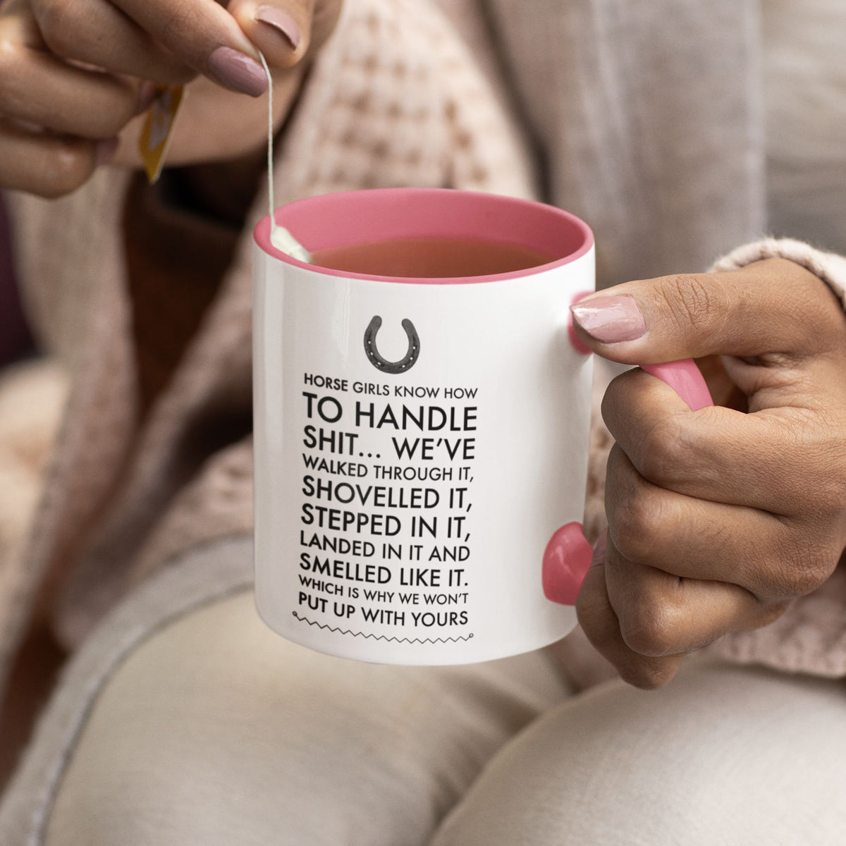 Funny Horse Girl Mug – "Horse Girls Know How To Handle Shit" – Equestrian Coffee Cup Gift For Women, Horse Riders & Cowgirls
