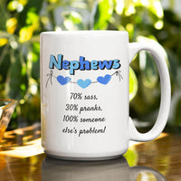 Funny Nephew Gift, Nephew Mug, Gift for Nephew, Nephew Birthday Gift, Funny Family Coffee Mug - Nephews 70% Sass
