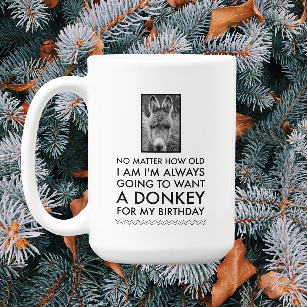 Donkey Mug - Donkey Birthday Or Christmas Gift For Donkey Lovers - "No Matter How Old I Am" - Donkey Gift For Women