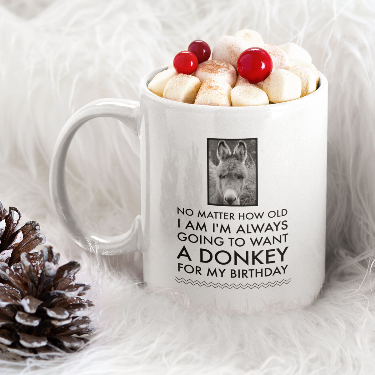 Donkey Mug - Donkey Birthday Or Christmas Gift For Donkey Lovers - "No Matter How Old I Am" - Donkey Gift For Women