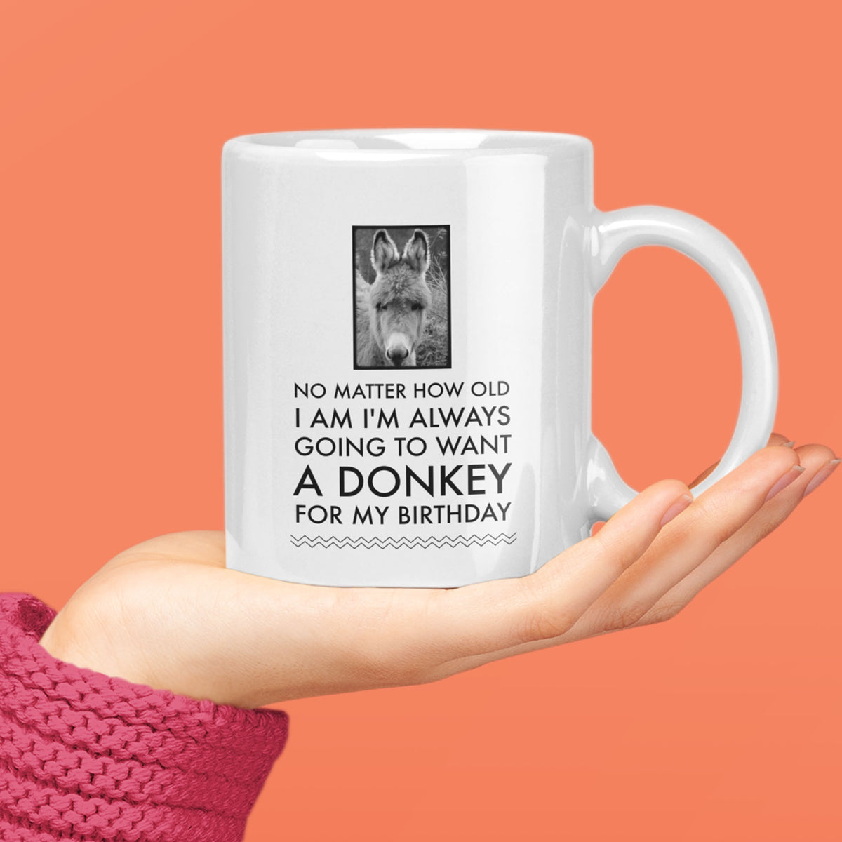 Donkey Mug - Donkey Birthday Or Christmas Gift For Donkey Lovers - "No Matter How Old I Am" - Donkey Gift For Women