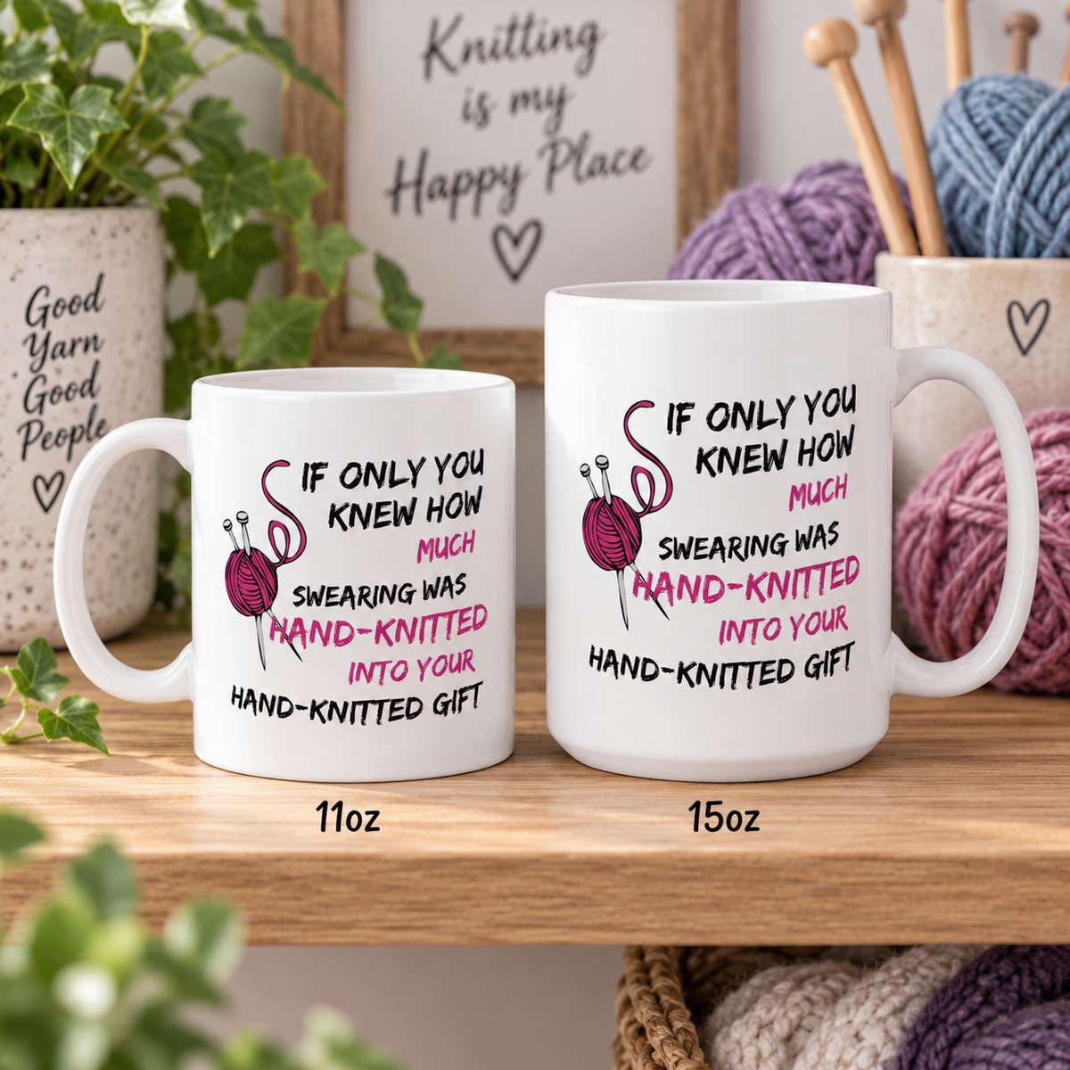 Funny Knitting Mug, Gift for Knitter, Yarn Lover Gift, Craft Gift for Her, Knitting Humor Coffee Mug, Unique Crafter Gift - If Only You Knew How Much Swearing