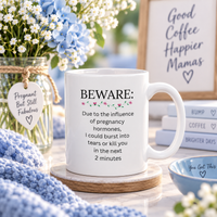 Funny Pregnancy Mug, Expecting Mom Gift, Mom to Be Coffee Cup, Baby Shower Gift, Pregnant Woman Humor – Beware Due To The Influence Of Pregnancy Hormones