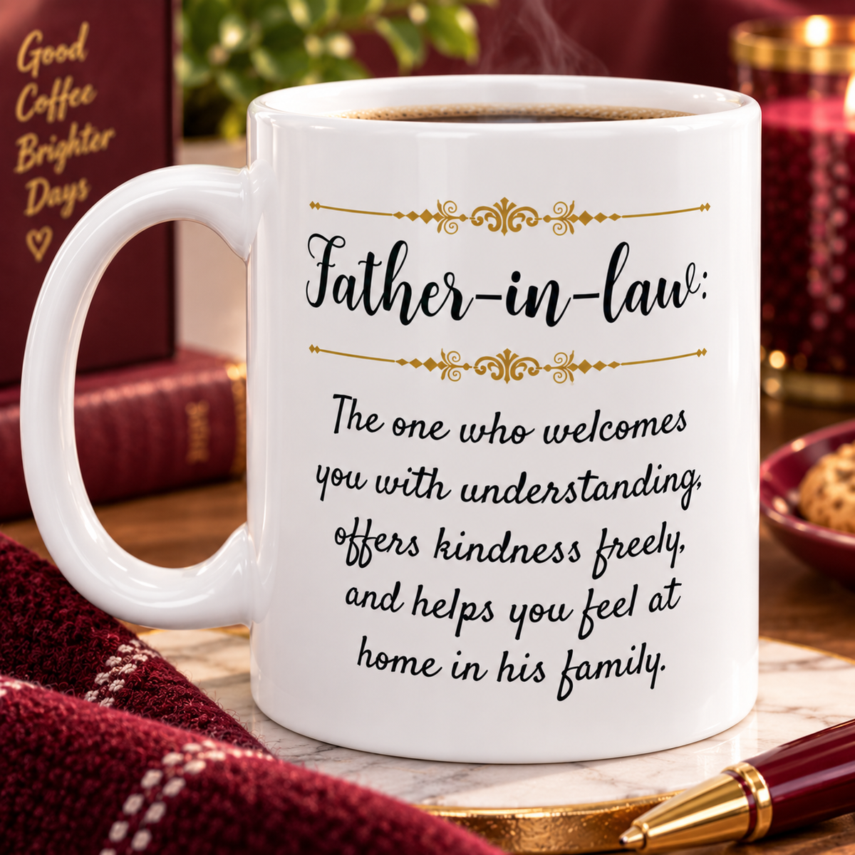 Father in Law Gift, Meaningful Father in Law Mug, Gift from Daughter or Son in Law, Father’s Day Gift – Father-in-Law The One Who Welcomes You