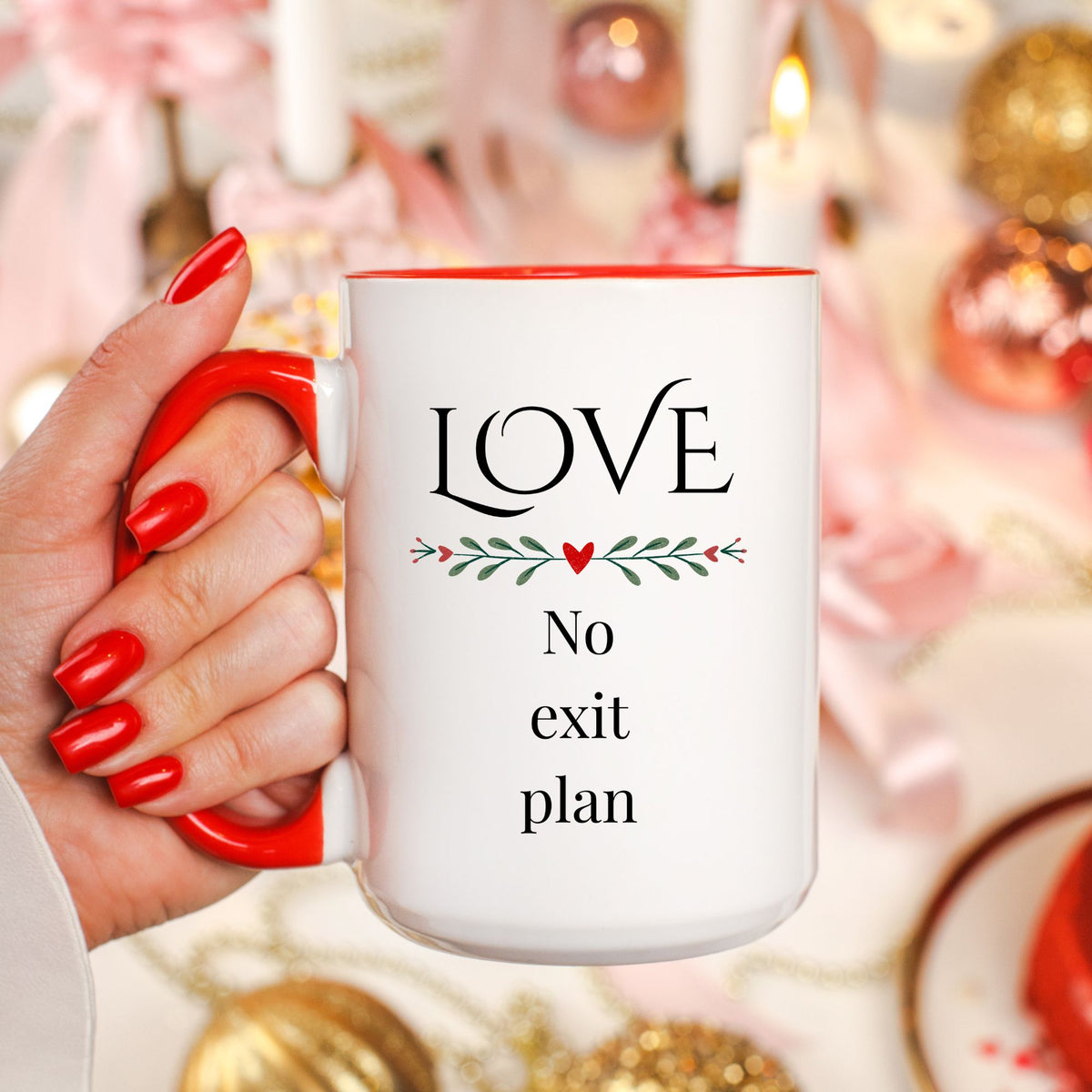 Funny Anniversary Or Valentines Gift for Husband, Wife, Boyfriend, Girlfriend, Fiance or Fiancee, Valentine’s Day Love Mug - Love, No Exit Plan