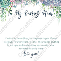 Bonus Mom Necklace – Stepmom Gift from Stepdaughter or Stepson, Sentimental Jewelry Gift Idea for Mother Figure - "Family isn't always blood"