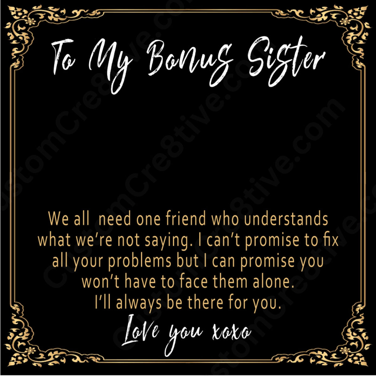 Bonus Sister Necklace – Meaningful Sister by Heart Gift from Stepbrother or Stepsister - "We all need one friend who understands"