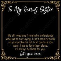 Bonus Sister Necklace – Meaningful Sister by Heart Gift from Stepbrother or Stepsister - "We all need one friend who understands"