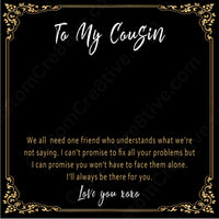 Cousin Necklace Gift – Meaningful Cousin Present from Cousin, Sister by Heart Jewelry with Love Knot Pendant - "We all need one friend who understands"