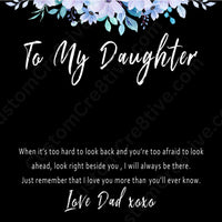Daughter Necklace Gift from Dad – Everyday Encouragement & Support Necklace Present for Tough Times - "When it is too hard to look back"