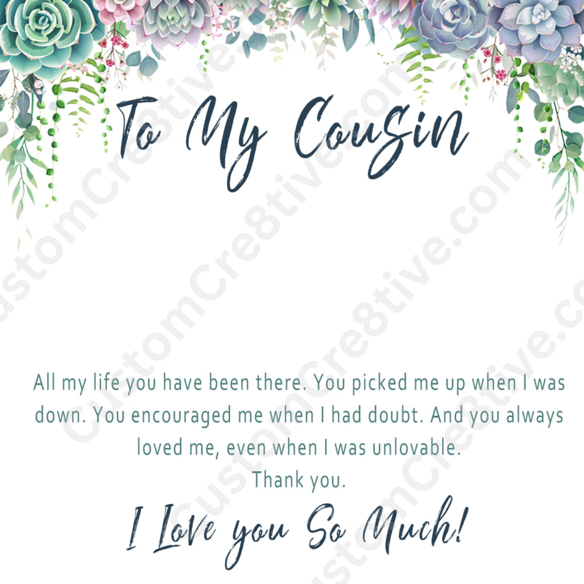Cousin Necklace Birthday Gift– Jewelry Present for a Very Special Cousin - "All my life you have been there"