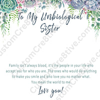 Unbiological Sister Necklace from Stepbrother or Stepsister – Meaningful Like A Sister Gift Idea - "Family isn't always blood"