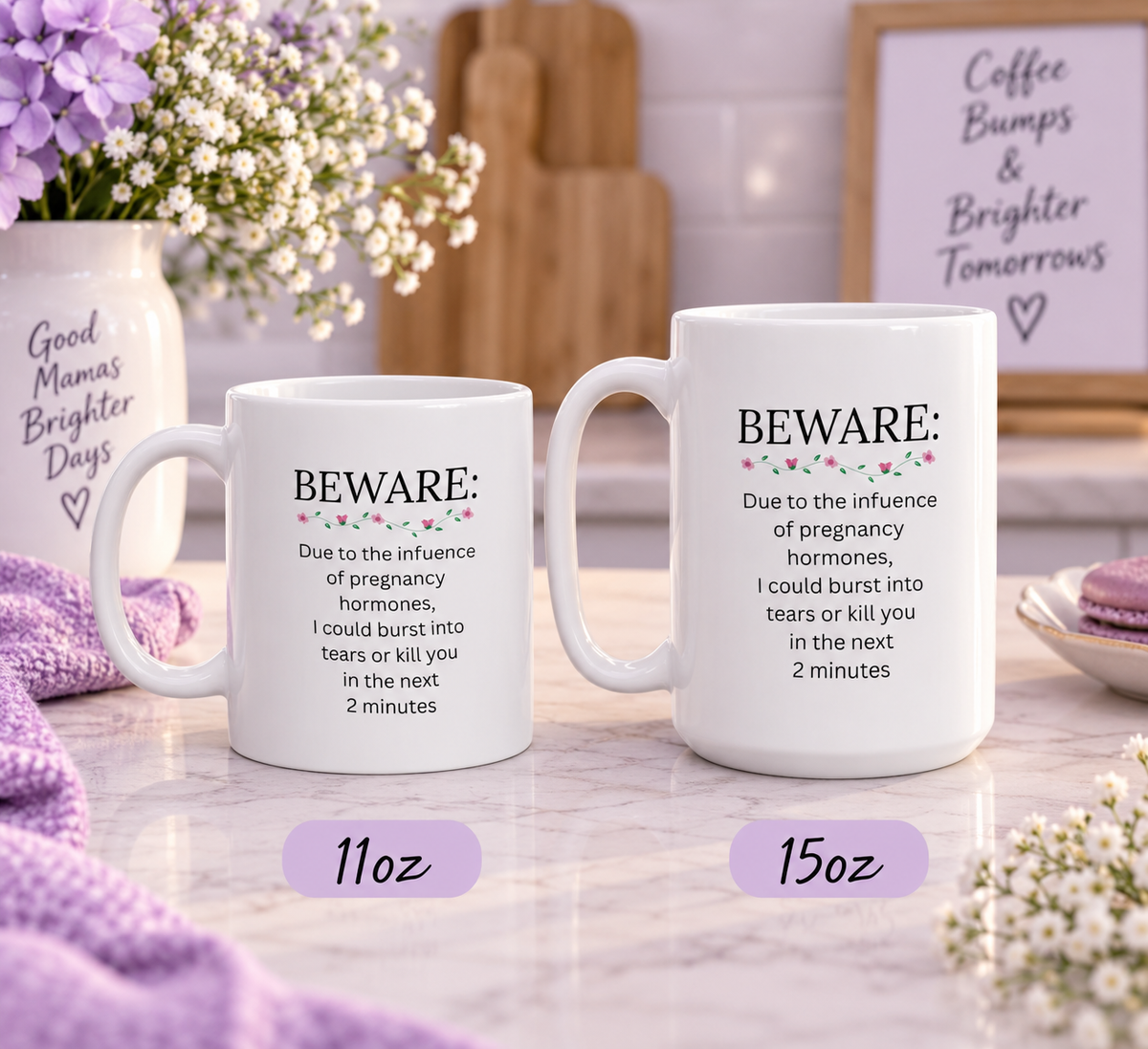 Funny Pregnancy Mug, Expecting Mom Gift, Mom to Be Coffee Cup, Baby Shower Gift, Pregnant Woman Humor – Beware Due To The Influence Of Pregnancy Hormones