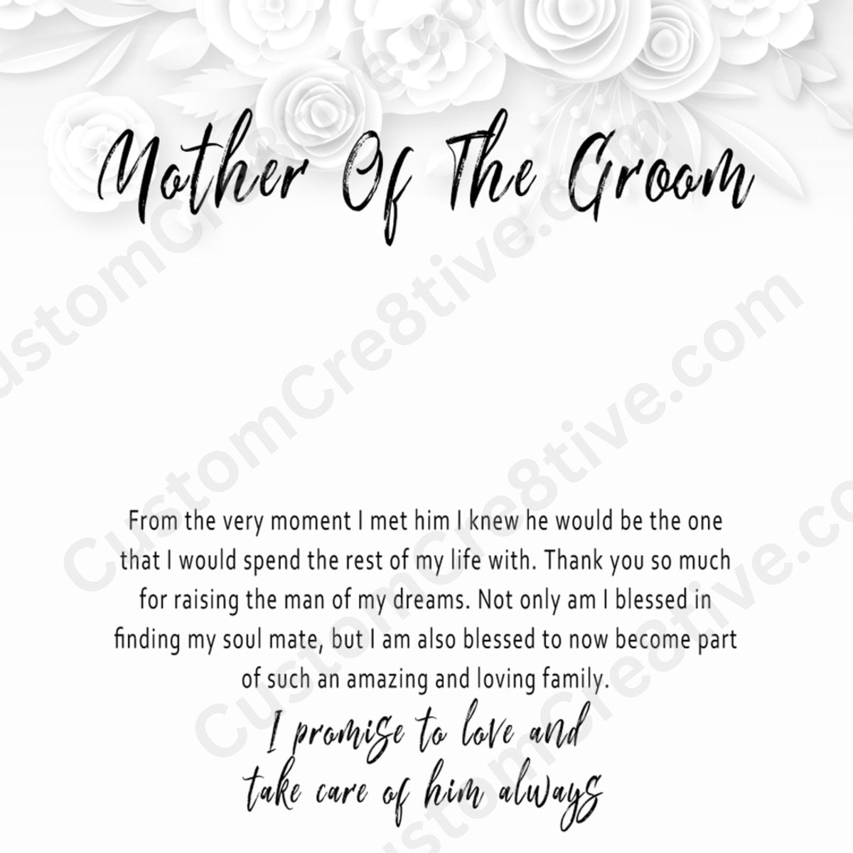 Mother of the Groom Necklace from Daughter in Law – Wedding Day Gift with Meaningful Message Card - "From the very moment I met him"