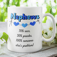 Funny Nephew Gift, Nephew Mug, Gift for Nephew, Nephew Birthday Gift, Funny Family Coffee Mug - Nephews 70% Sass