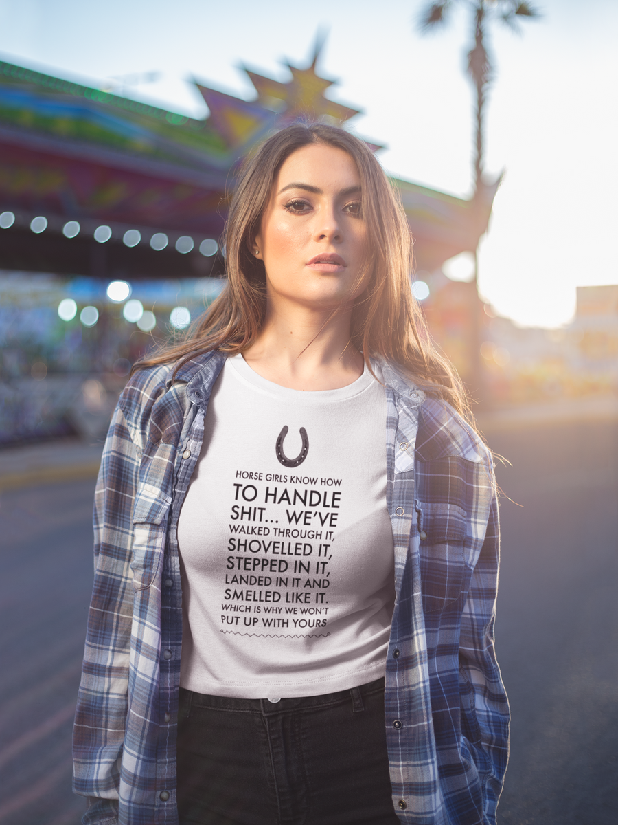 Funny Horse T-shirt For Women. Horse Lovers Gift. Horse Girl. Horse Mom Gift. Gift For Horse Owner. Horse Girls Know How To Handle Shit