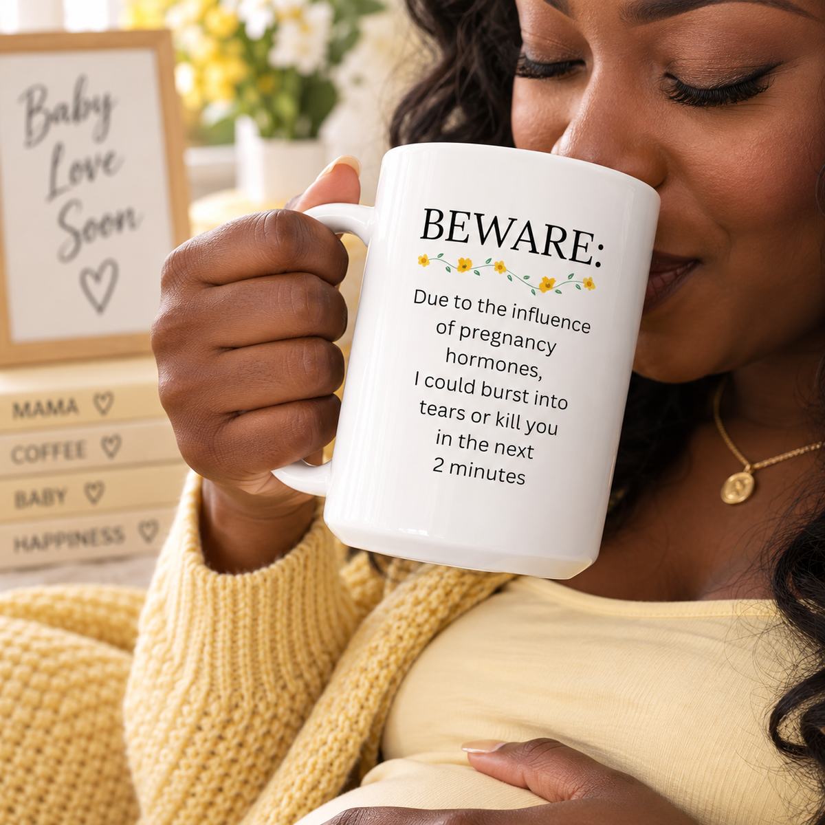 Funny Pregnancy Mug, Expecting Mom Gift, Mom to Be Coffee Cup, Baby Shower Gift, Pregnant Woman Humor – Beware Due To The Influence Of Pregnancy Hormones