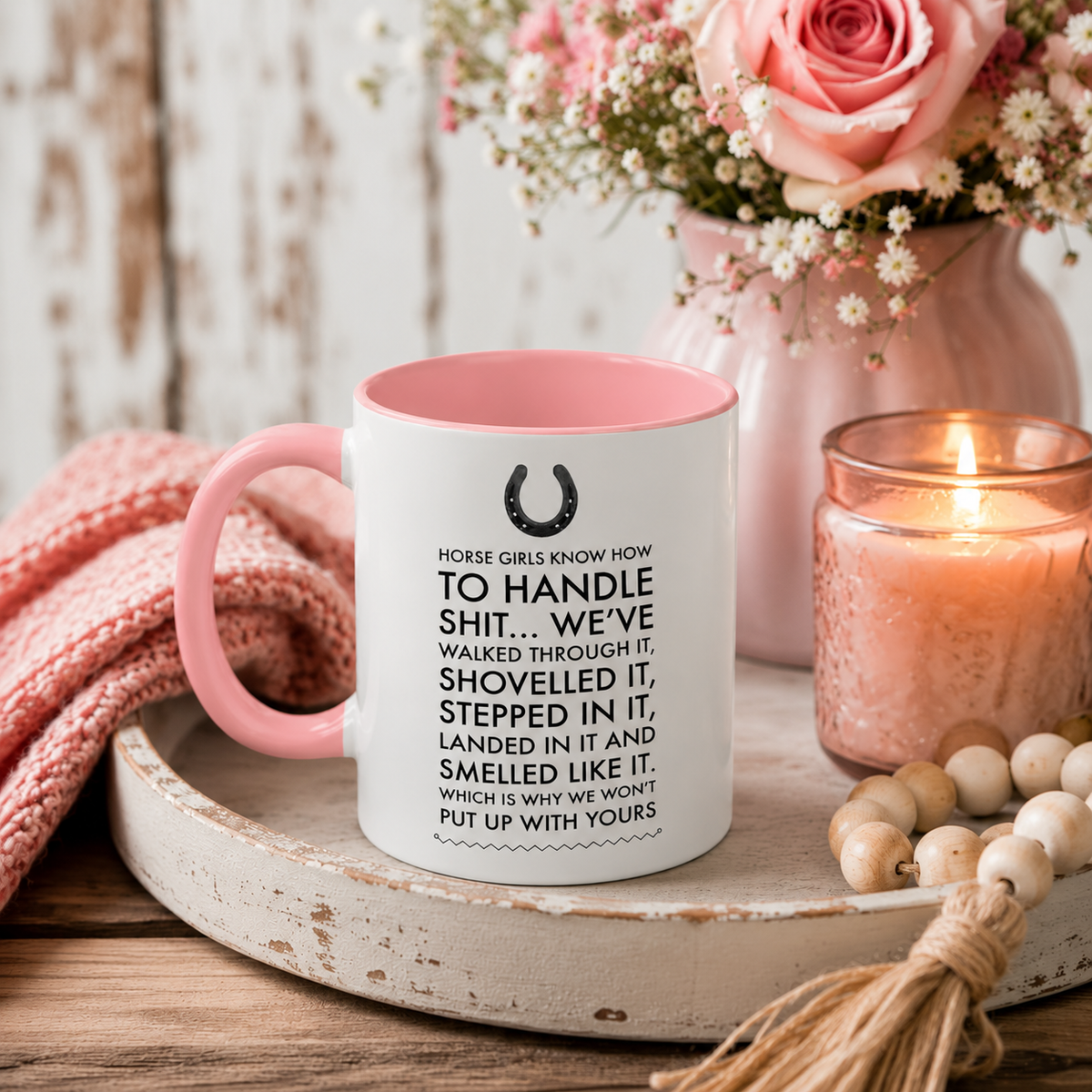 Funny Horse Girl Mug – "Horse Girls Know How To Handle Shit" – Equestrian Coffee Cup Gift For Women, Horse Riders & Cowgirls