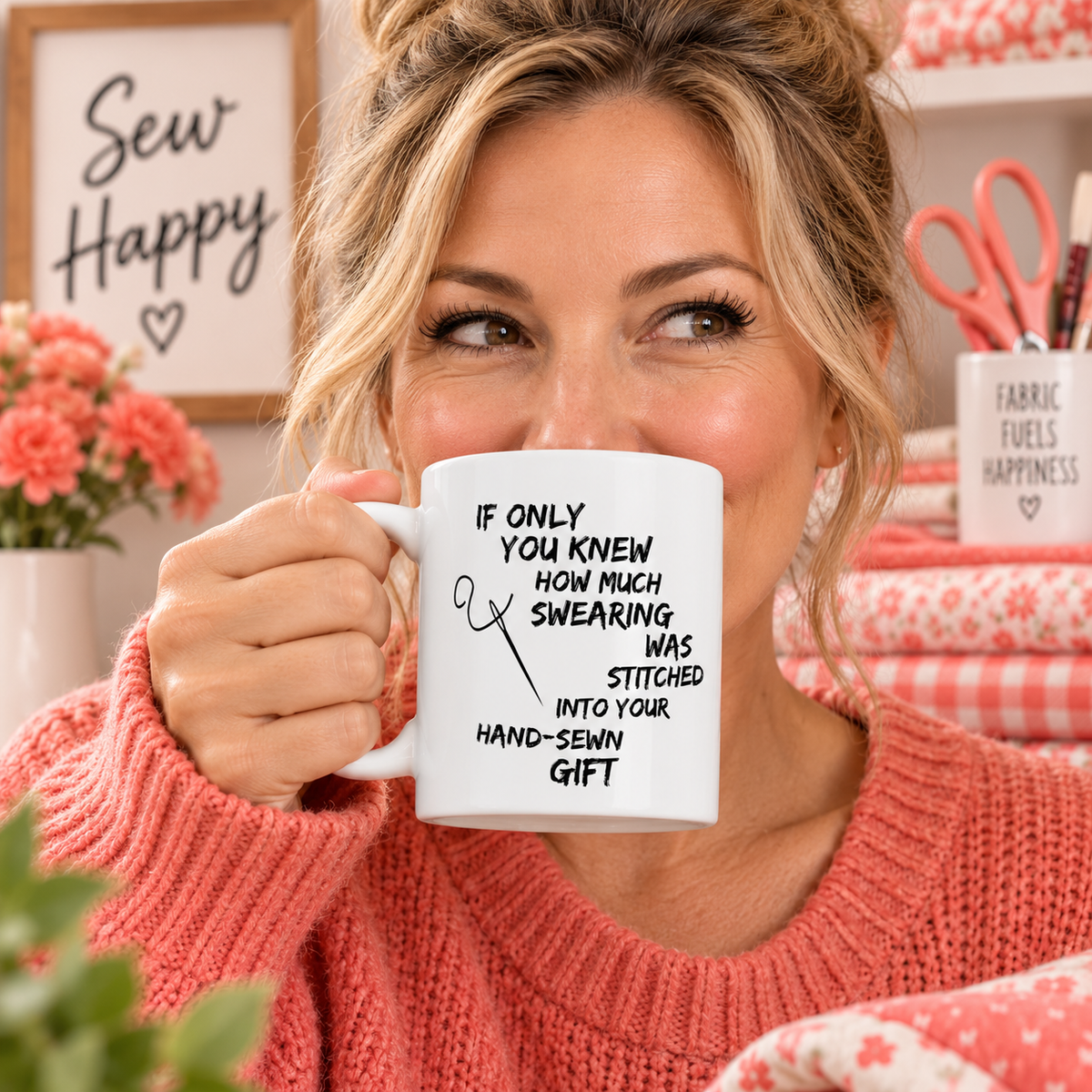 Funny Sewing Mug, Sewing Lover Gift, Seamstress Gift, Sewing Gifts for Women, Gift for Sewer, Needlework Gift - If Only You Knew How Much Swearing