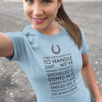 Funny Horse T-shirt For Women. Horse Lovers Gift. Horse Girl. Horse Mom Gift. Gift For Horse Owner. Horse Girls Know How To Handle Shit