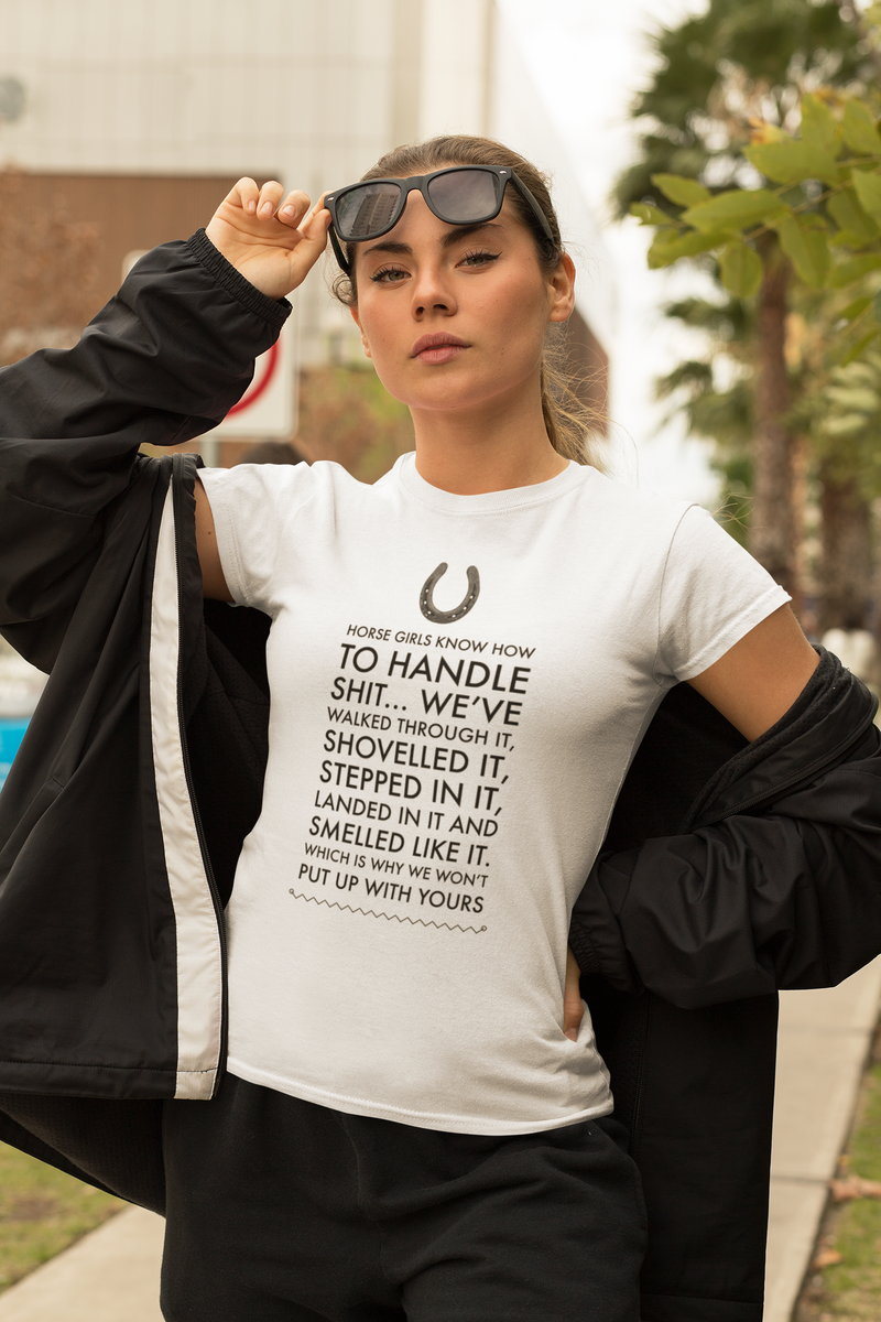 Funny Horse T-shirt For Women. Horse Lovers Gift. Horse Girl. Horse Mom Gift. Gift For Horse Owner. Horse Girls Know How To Handle Shit