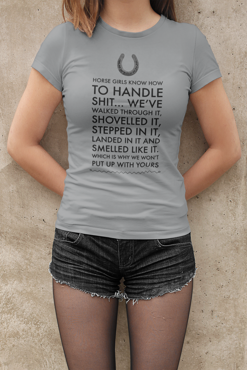 Funny Horse T-shirt For Women. Horse Lovers Gift. Horse Girl. Horse Mom Gift. Gift For Horse Owner. Horse Girls Know How To Handle Shit