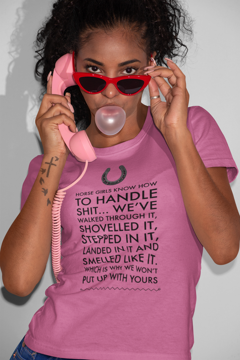 Funny Horse T-shirt For Women. Horse Lovers Gift. Horse Girl. Horse Mom Gift. Gift For Horse Owner. Horse Girls Know How To Handle Shit