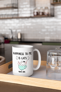 Load image into Gallery viewer, Cat Tea Mug - Cat Lovers Gift Idea - Happiness To Me Is Cats And Tea
