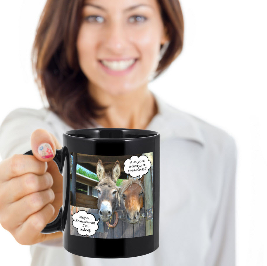 Donkey Mug - Ceramic Donkey Cup - Gift For Donkey Lover - Donkey Gift - "Are You Always A Smartass"