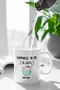 Load image into Gallery viewer, Cat Tea Mug - Cat Lovers Gift Idea - Happiness To Me Is Cats And Tea
