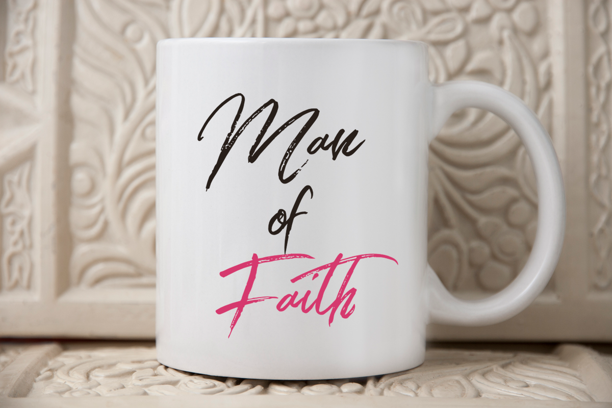 Christian Mug For Men - Christian Husband Or Christian Boyfriend Ceramic Mug - "Man Of Faith"
