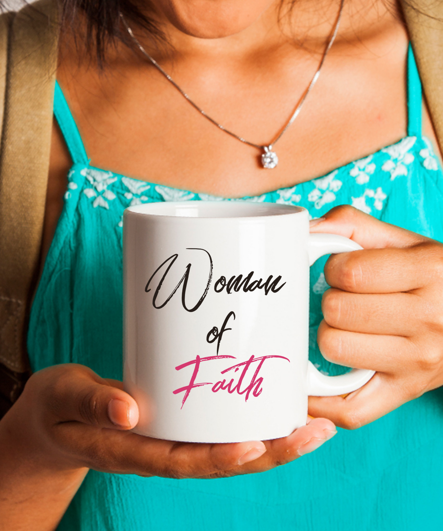 Christian Mug For Women - Christian Wife Or Christian Girlfriend Ceramic Mug - "Woman Of Faith"