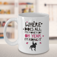 Load image into Gallery viewer, Horse Coffee Mug - Funny Horse Lovers Gift - Cowgirl Gift Idea - &quot;Where Does All My Money Go?&quot;
