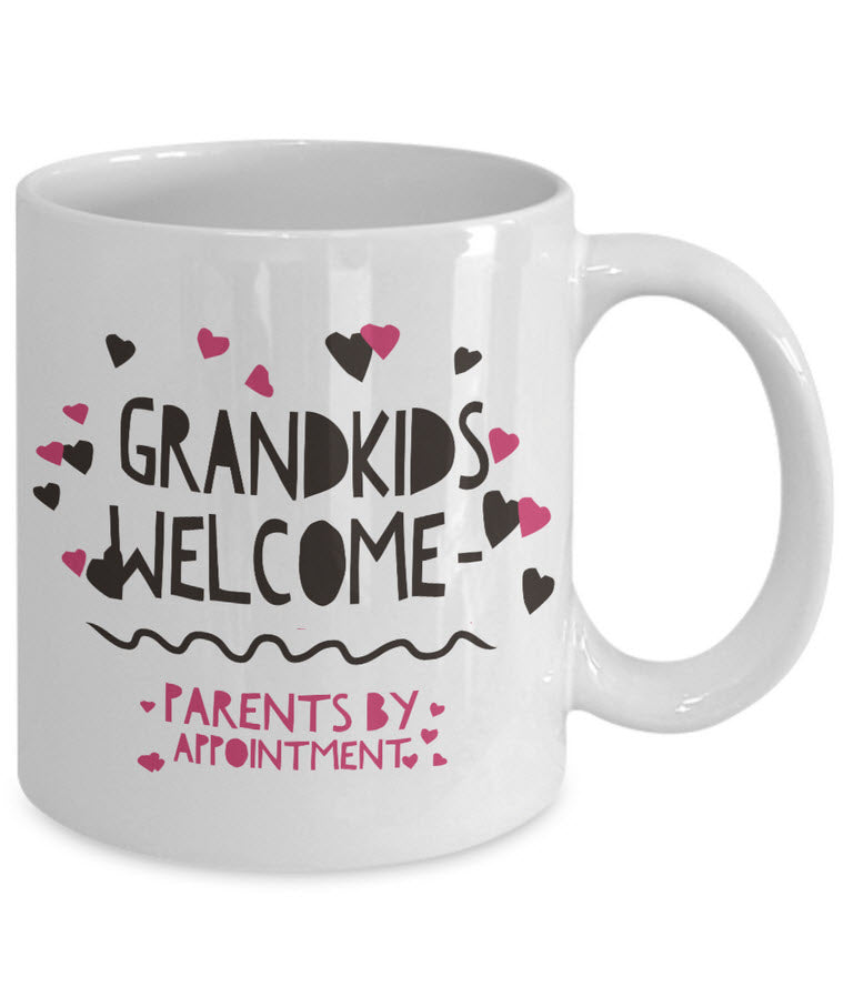 Grandma Coffee Mug - Funny Grandpa Or Grandma Gift - Grandparents Mug - "Grandkids Welcome"