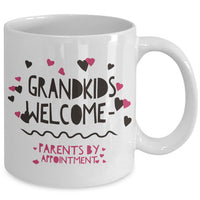 Grandma Coffee Mug - Funny Grandpa Or Grandma Gift - Grandparents Mug - "Grandkids Welcome"