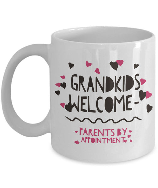 Grandma Coffee Mug - Funny Grandpa Or Grandma Gift - Grandparents Mug - "Grandkids Welcome"