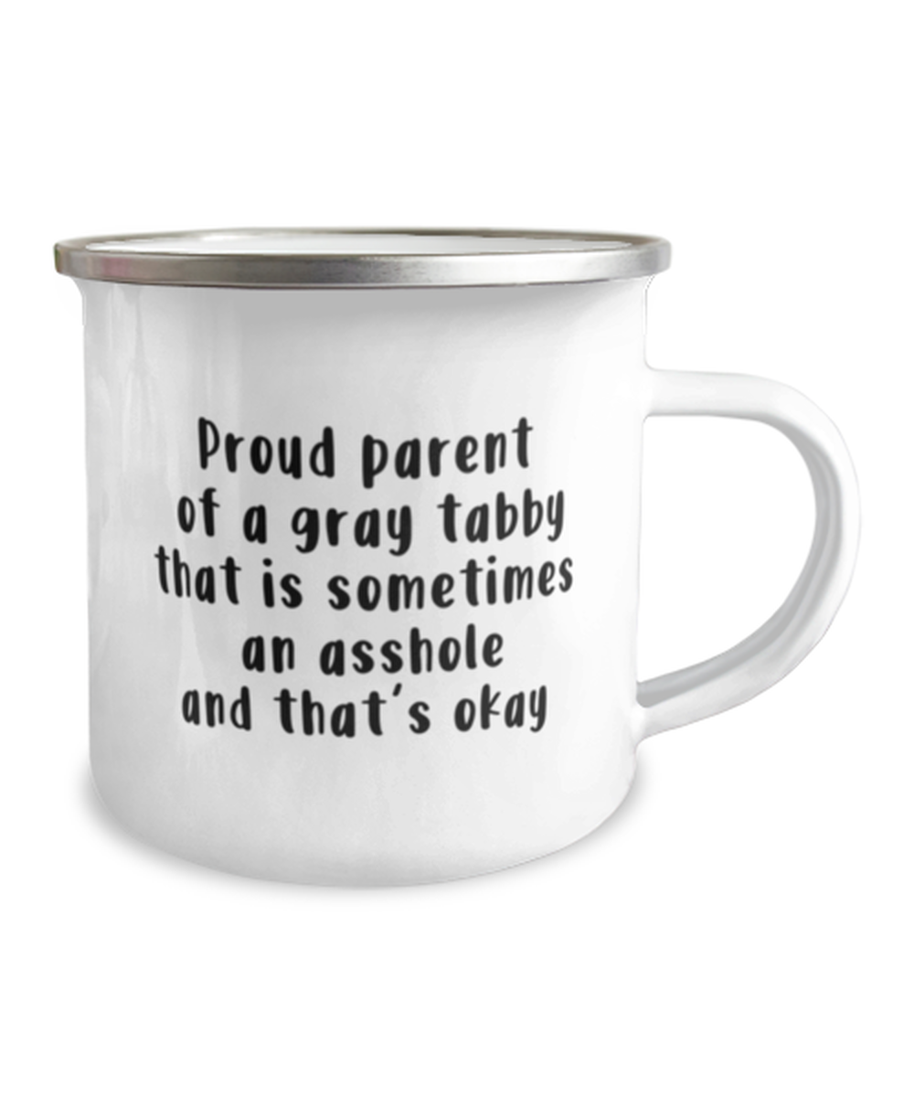 Funny Gray Tabby Cat Mug. Grey Tabby Gift For Women Or Men. Cat Lovers Camping Mug. Cat Gifts For Him Or Her. Cat Lovers Gift