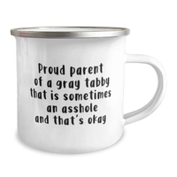 Funny Gray Tabby Cat Mug. Grey Tabby Gift For Women Or Men. Cat Lovers Camping Mug. Cat Gifts For Him Or Her. Cat Lovers Gift