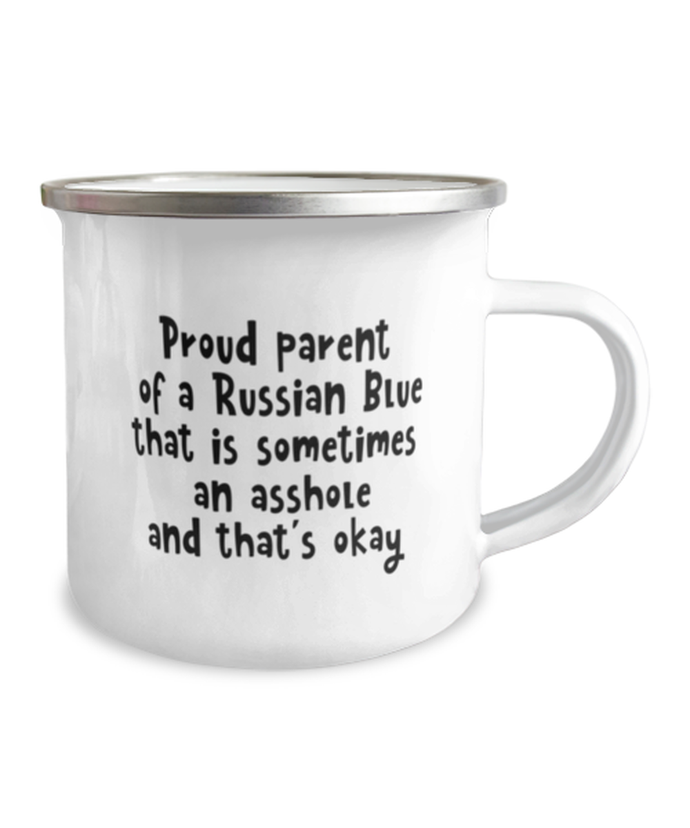 Funny Russian Blue Cat Coffee Mug. Cat Lover Gift. Cat Enamel Mug. Cat Birthday Gift For Women Or Men. Russian Blue Gifts. Cat Mom or Dad