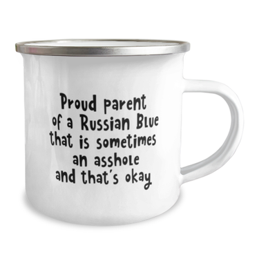 Funny Russian Blue Cat Coffee Mug. Cat Lover Gift. Cat Enamel Mug. Cat Birthday Gift For Women Or Men. Russian Blue Gifts. Cat Mom or Dad